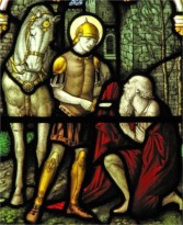 Saint MArtin de Tours coupe en deux son manteau pour donner une moitié à un pauvre, à Amiens